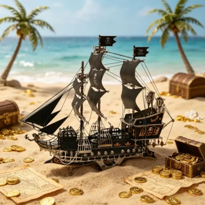 3D Metal Pirate Ship Model Kit | Premium Metal Puzzle for Adults 015