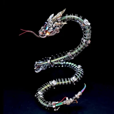Mechanical Rattlesnake Metal Model Kit Eye-Catching Office Showpiece