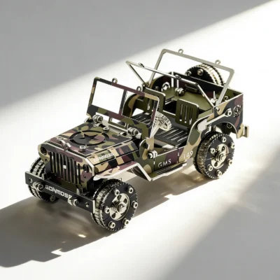 War Jeep Metal Model Kit Intricate Tabletop Ornament