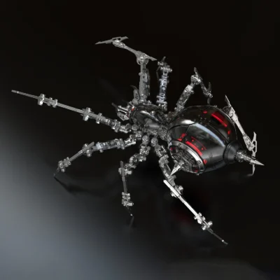 Syberpunk PC Armor LED Spider Model Kit 3D Metal Puzzle For Collector